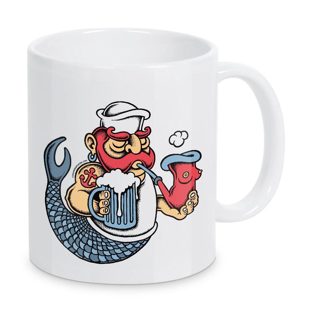 Tasse "Copenhagen Sailor Mermaid" artboxONE - Städte,Reise,Streetart,Städte / København,Lustig - Copenhagen,Sailor,Seemann,Stadt,City,Streetart