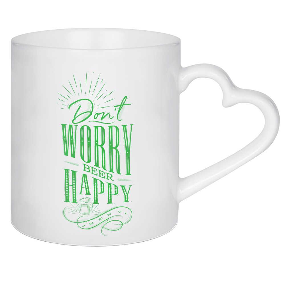 Herztasse "Don't worry beer happy dark" artboxONE - Typografie,Streetart,Für Papa,Essen & Trinken / Alkohol