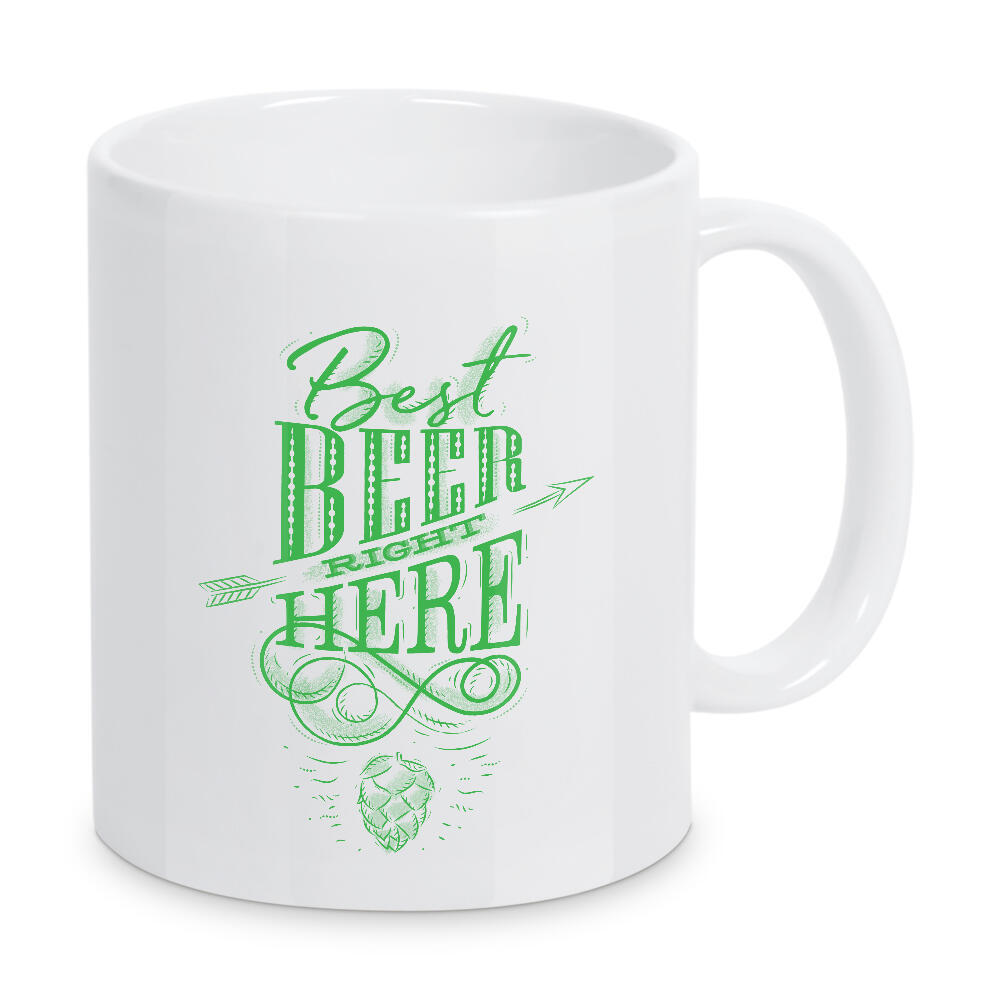 Tasse "Best beer right here dark" artboxONE - Typografie,Essen & Trinken,Für Mama,Für Papa,Essen & Trinken / Alkohol