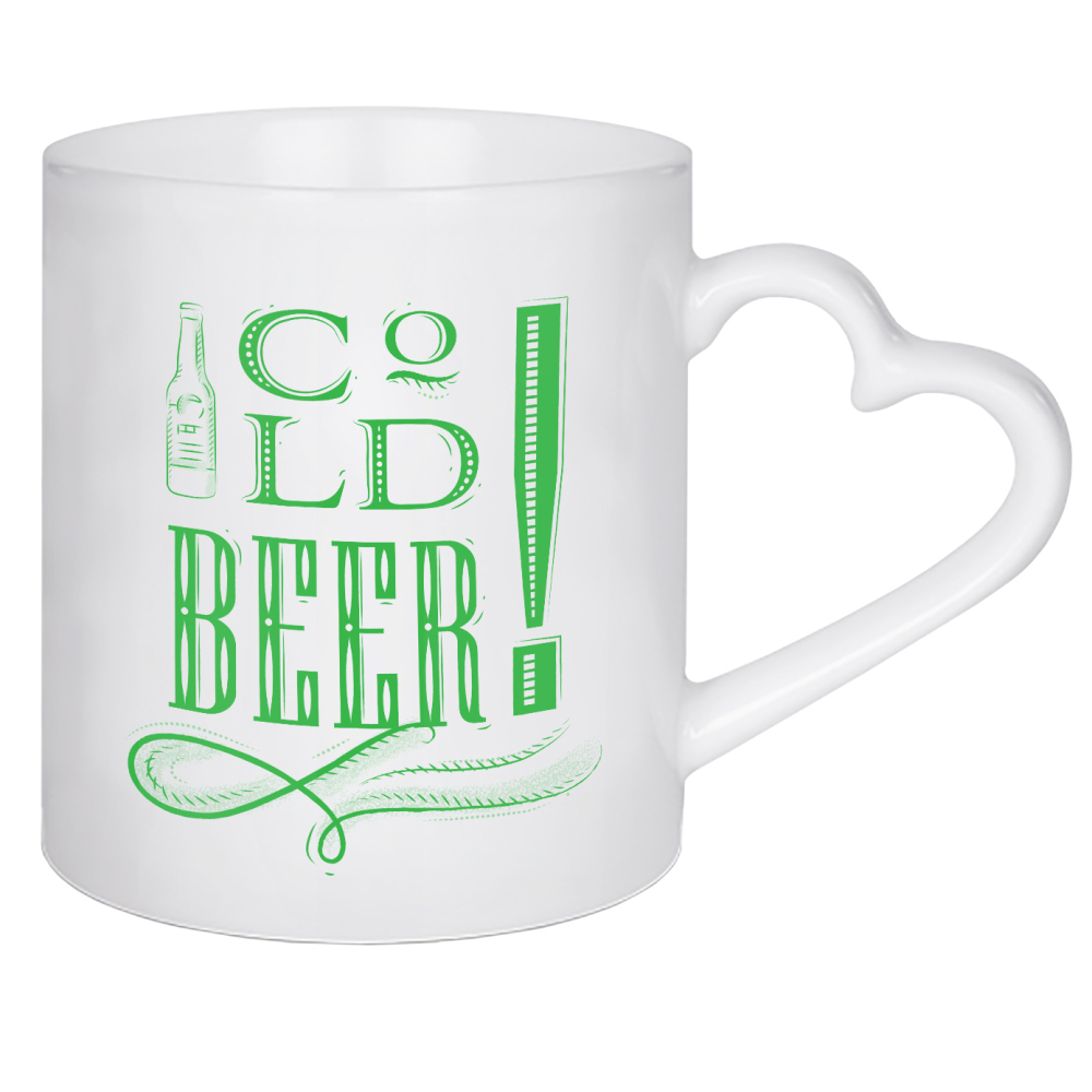 Herztasse "Cold beer dark" artboxONE - Typografie,Essen & Trinken,Für Mama,Für Papa,Essen & Trinken / Alkohol