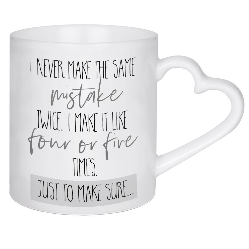 Herztasse "Nie den gleichen Fehler zweimal" artboxONE - Typografie,Lustig