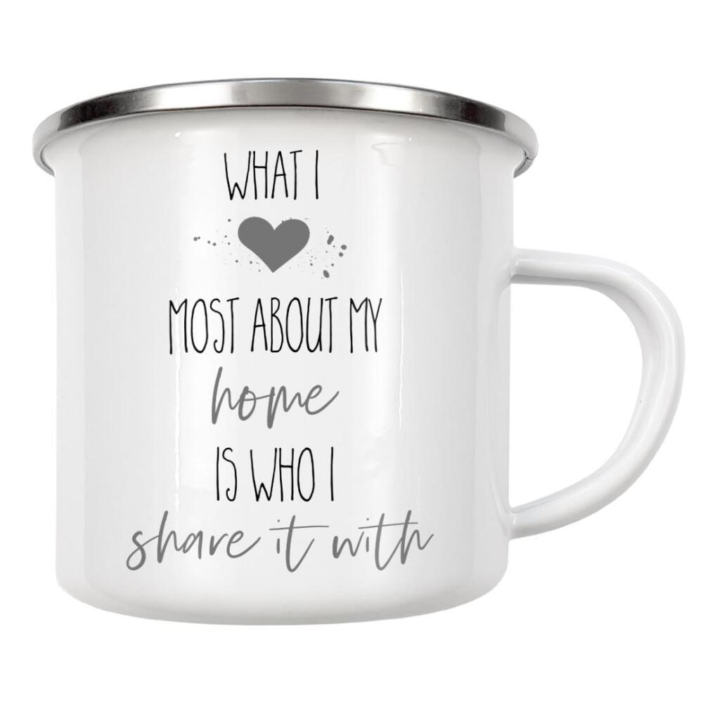 Emaille Tasse "Was ich am meisten liebe" artboxONE - Typografie,Liebe