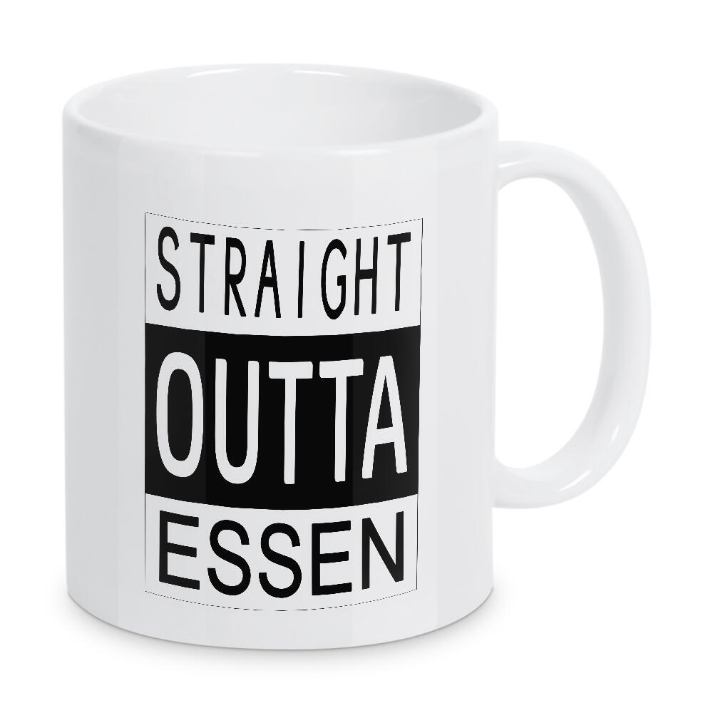 Tasse "Essen" artboxONE - Typografie,Reise,Schwarzweiß - Straight outta essen,Deutschland,Nordrhein-westfalen,Nrw,Einkaufsstadt,Shopping,Ruhrpott