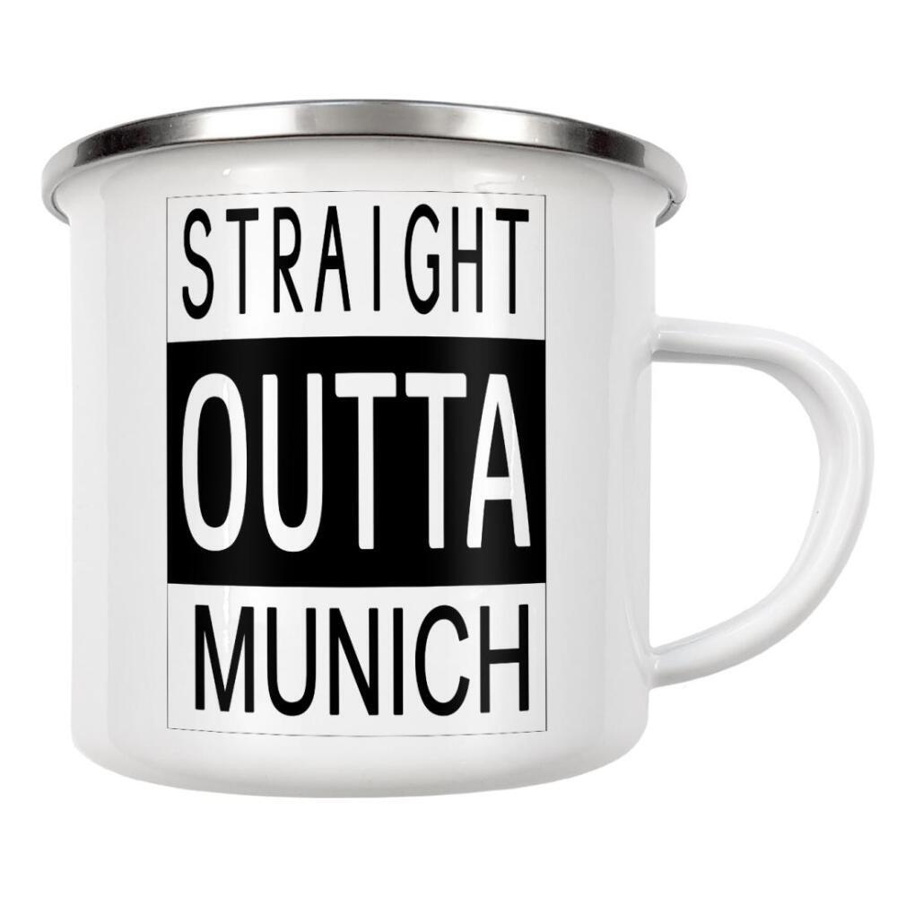 Emaille Tasse "München" artboxONE - Städte,Städte / München,Typografie,Reise,Schwarzweiß