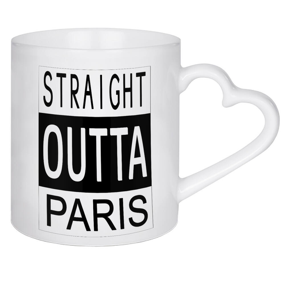 Herztasse "Paris 4" artboxONE - Städte,Typografie,Reise,Schwarzweiß,Städte / Paris