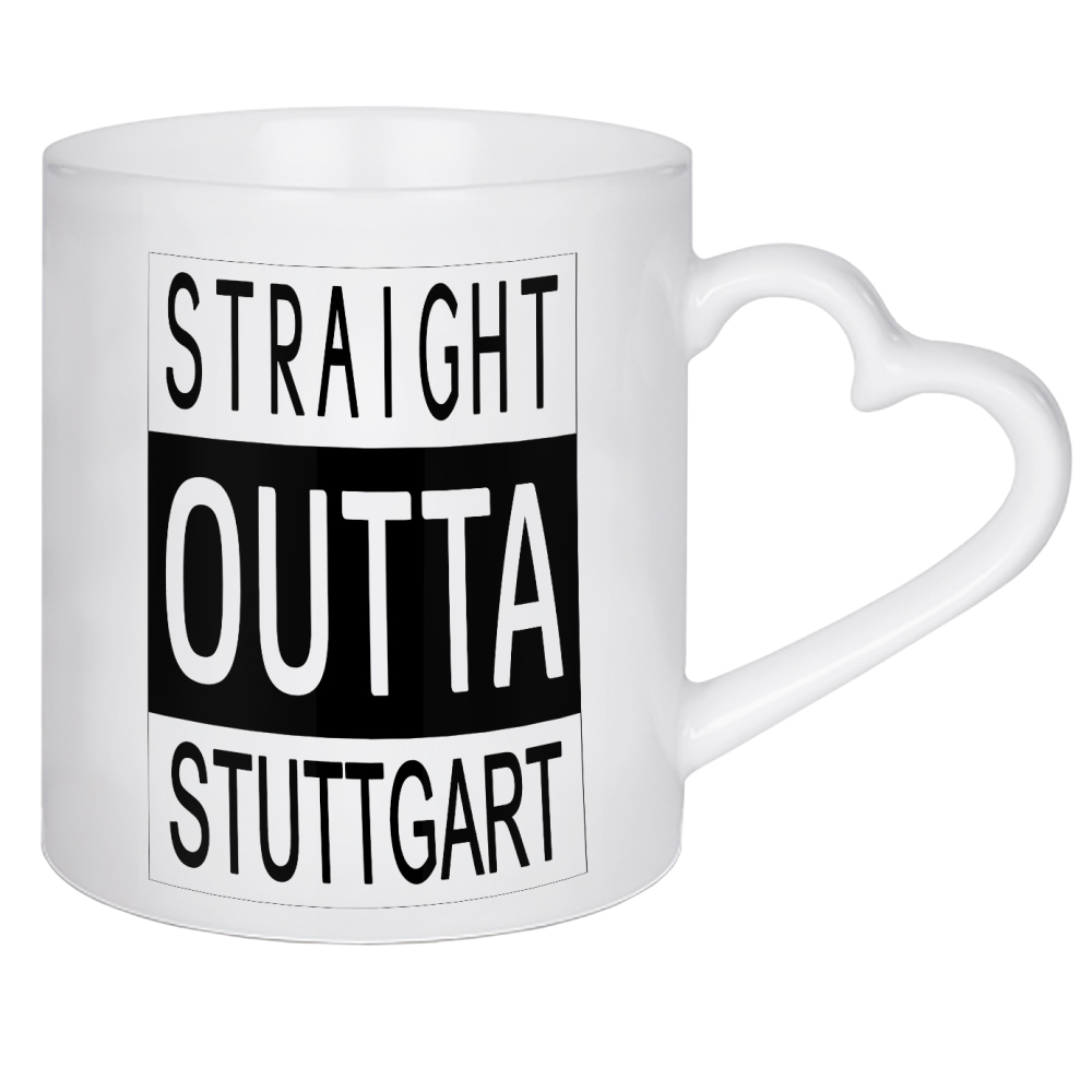 Herztasse "Stuttgart" artboxONE - Städte,Typografie,Reise,Schwarzweiß,Städte / Stuttgart
