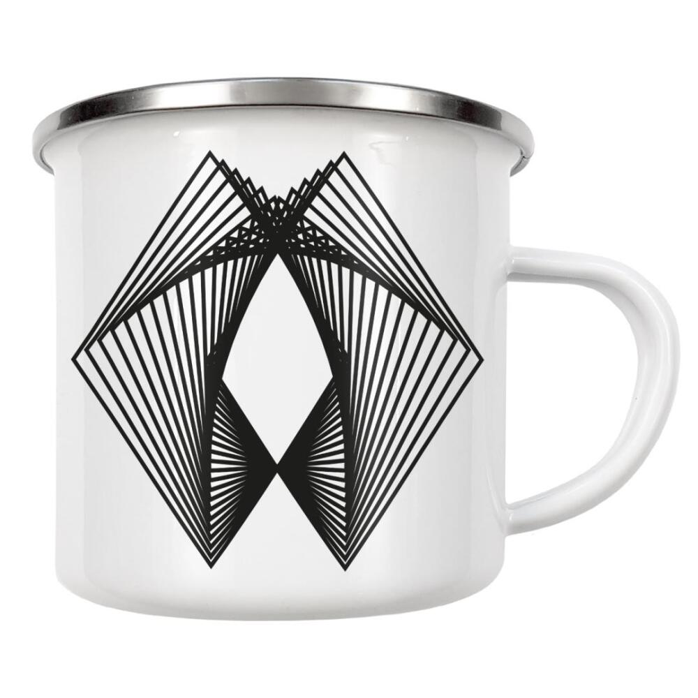 Emaille Tasse "Type O" artboxONE - Typografie,Abstrakt,Schwarzweiß,Geometrie,Buchstaben / O