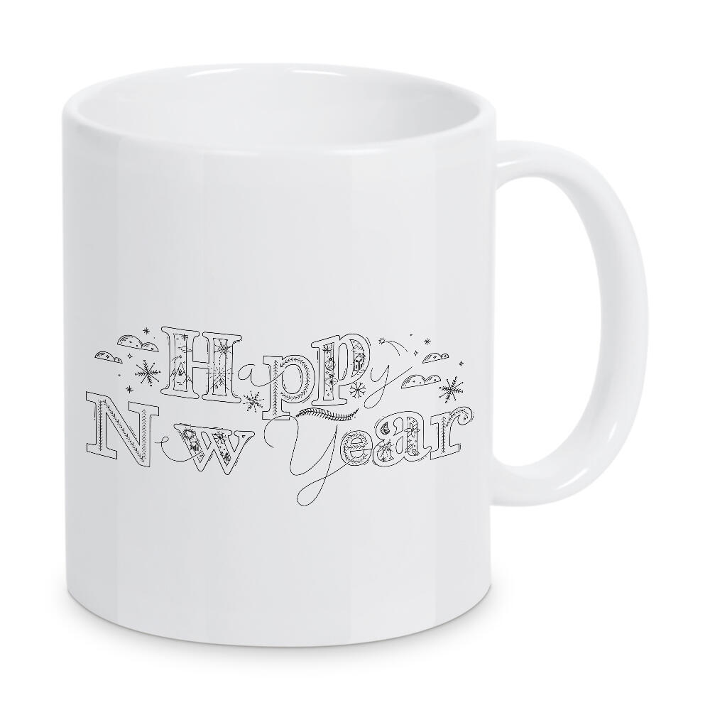 Tasse "Happy New Year red" artboxONE - Weihnachten - Glücklich,Neu,Jahr,Design,Fröhlich,Weihnachten,Party,Feier,Feiertag,Illustration,Geschenk,Magie