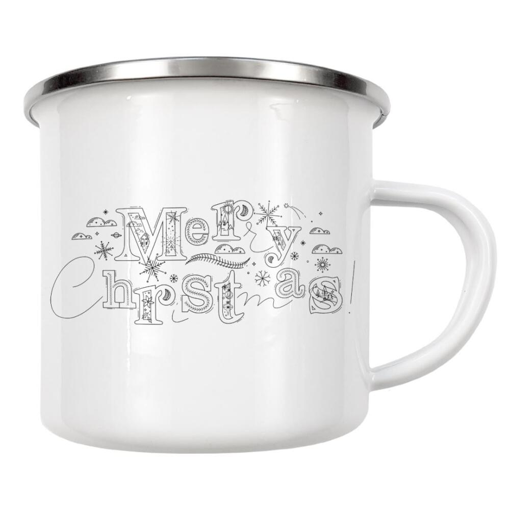 Emaille Tasse "Merry Christmas green" artboxONE - Typografie,Weihnachten