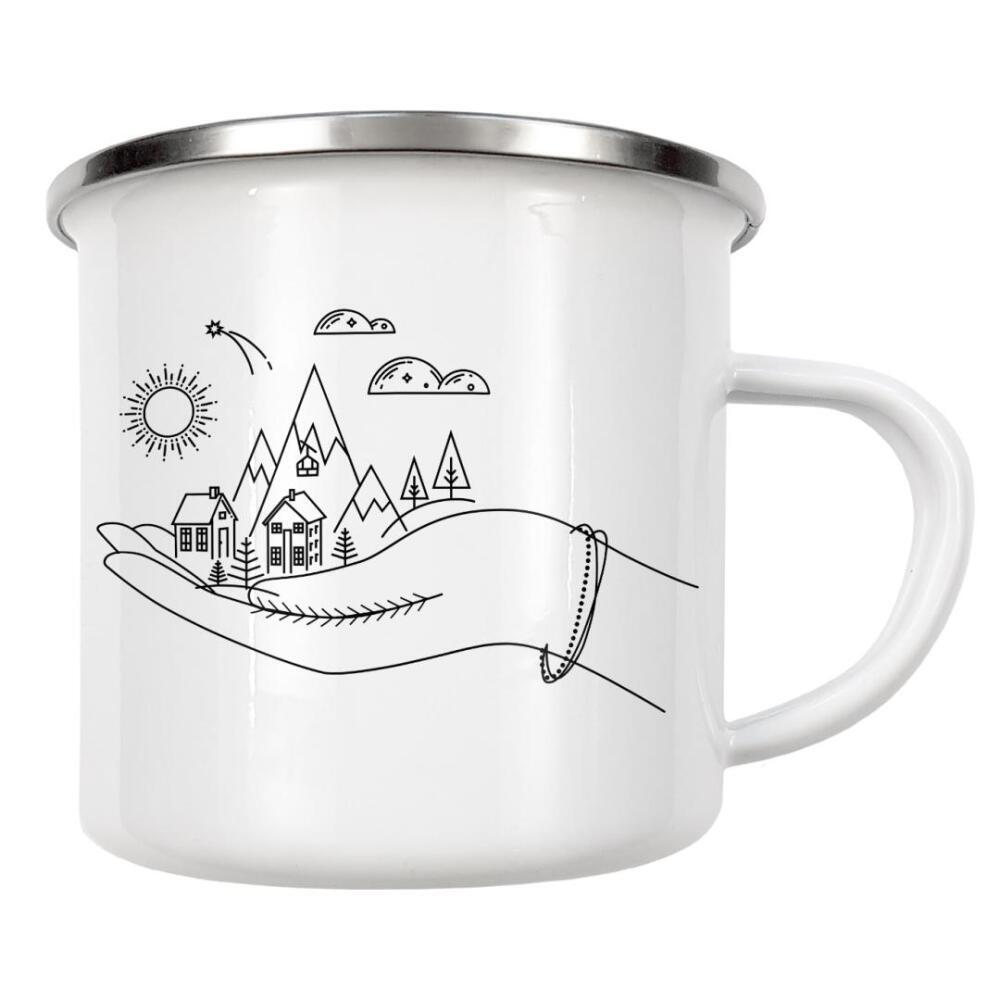 Emaille Tasse "Christmas hand illustration green" artboxONE - Weihnachten