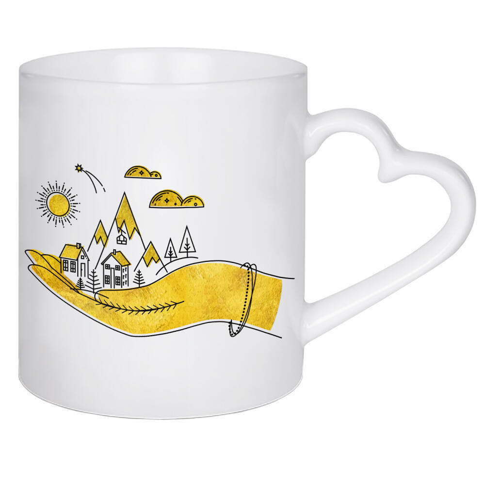 Herztasse "Christmas hand illustration white" artboxONE - Natur,Weihnachten