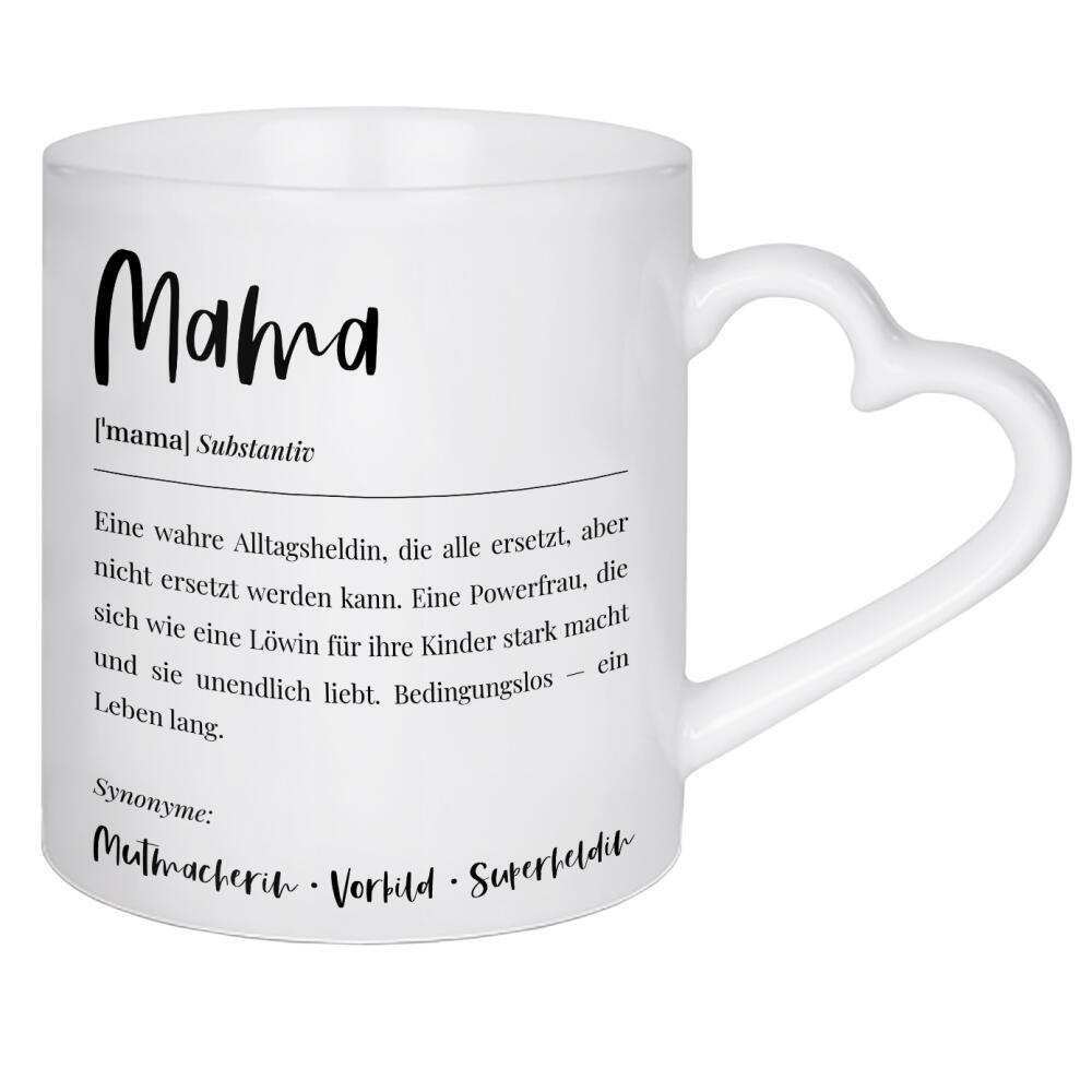Herztasse "Mama Definition Lexikon" artboxONE - Menschen,Schwarzweiß,Für Mama
