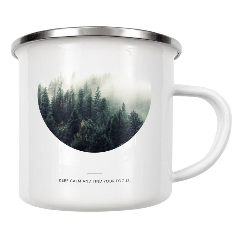 Emaille Tasse "Wald – Keep Calm" artboxONE - Typografie,Natur,Reise,Geometrie