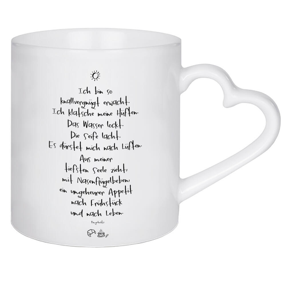 Herztasse "Knallvergnügt" artboxONE - Typografie,Essen & Trinken,Lustig