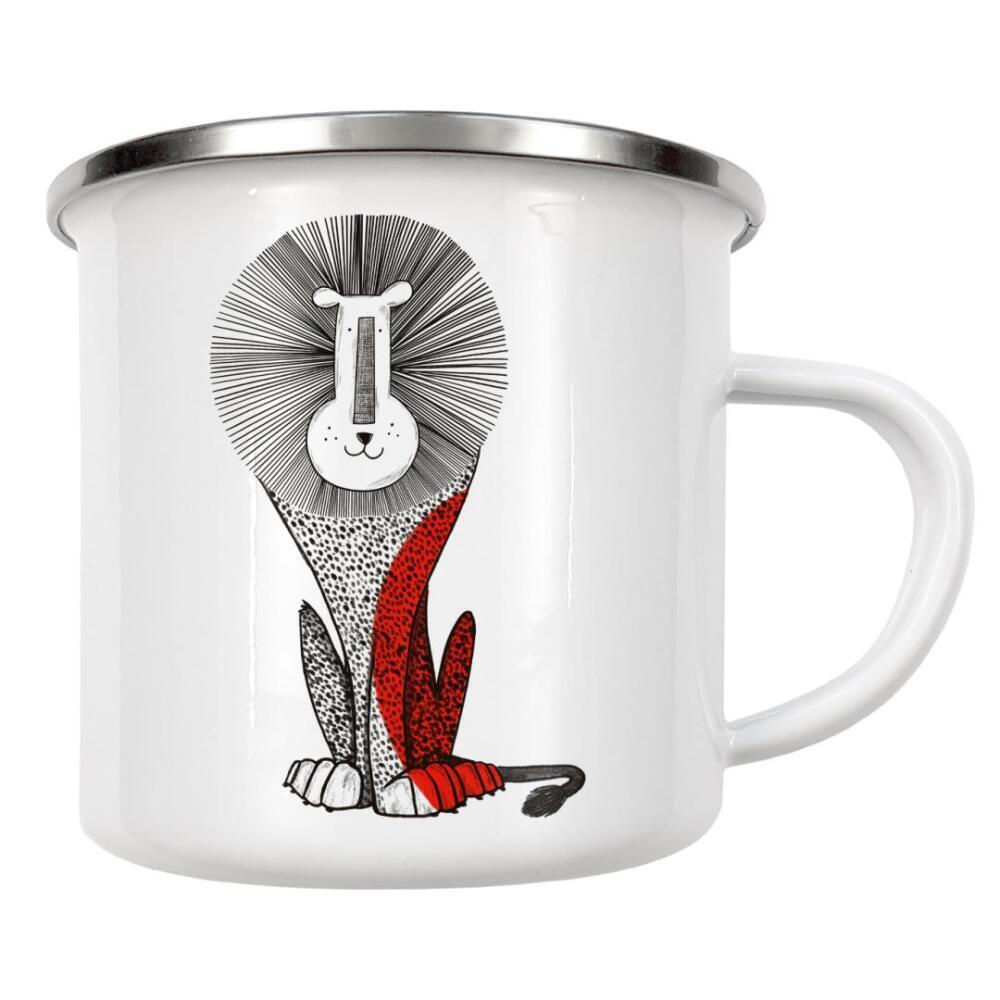 Emaille Tasse "Red lion" artboxONE - Tiere - Lion,Red lion,Kids room art,Kids room decor,Wall decor,Tier,Animal,Löwe,King,Kinder,Nursery
