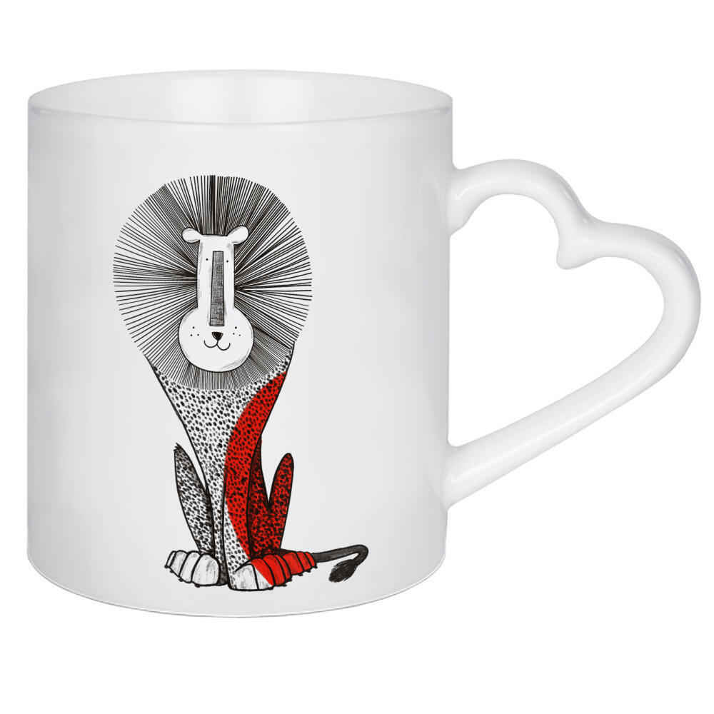 Herztasse "Red lion" artboxONE - Tiere - Lion,Red lion,Kids room art,Kids room decor,Wall decor,Tier,Animal,Löwe,King,Kinder,Nursery