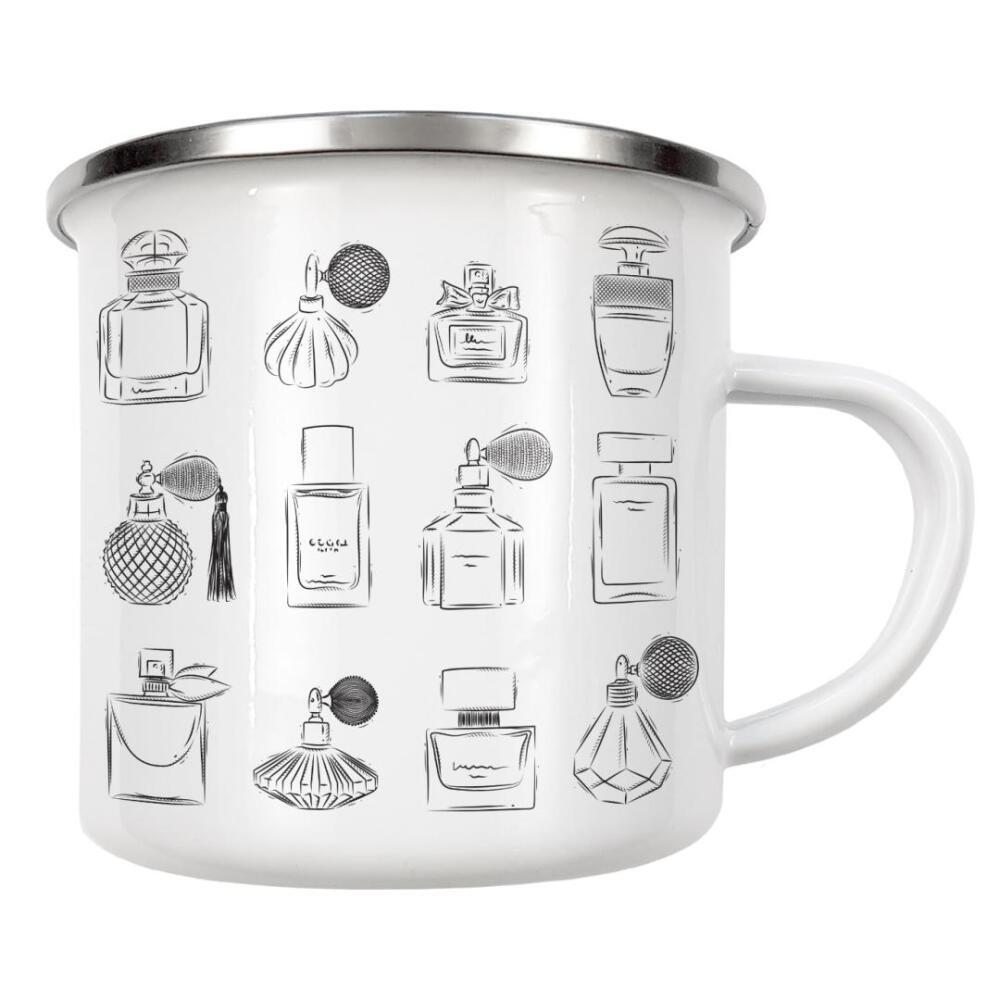 Emaille Tasse "Perfume vintage bottles" artboxONE - Für Kinder,Fashion,Für Mama,Für Papa