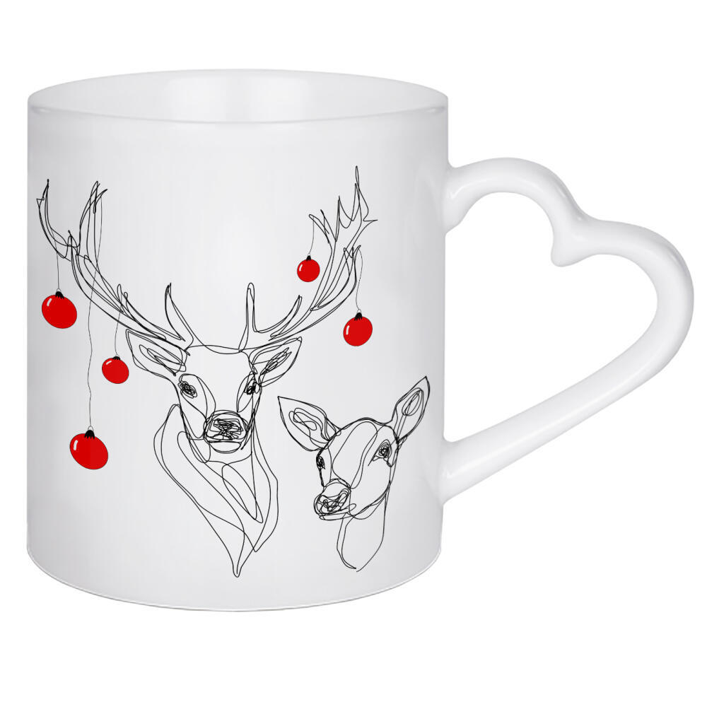 Herztasse "Christmas Deer" artboxONE - Tiere,Weihnachten - Weihnachten,Christmas,Hirsch,Deer,Lineart,Minimalistisch,Modern,Minimal