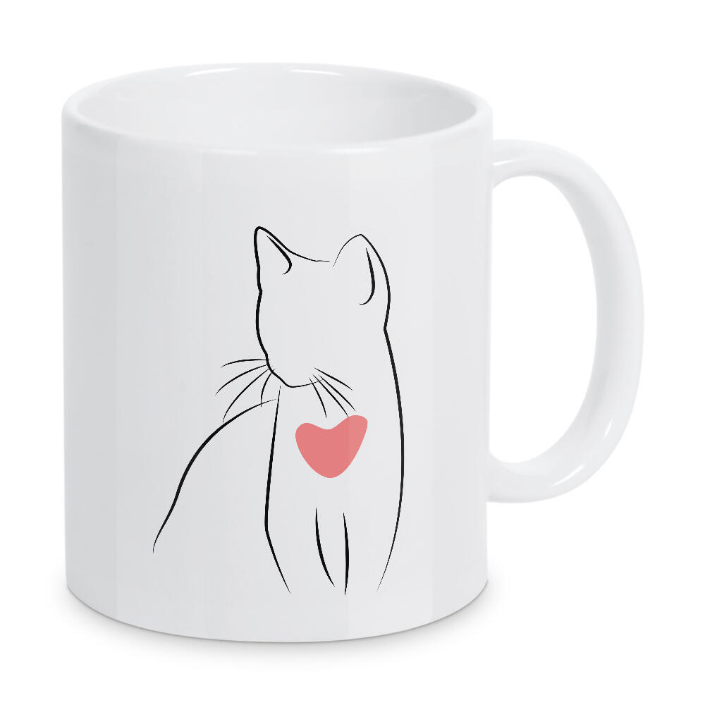 Tasse "No Cat no Love" artboxONE - Tiere,Abstrakt,Liebe - Cat,Love,Katze,Pets,Minimalistic,Tier,Animal,Silhouette,Cute,Süß,Kinder,Nursery,Children
