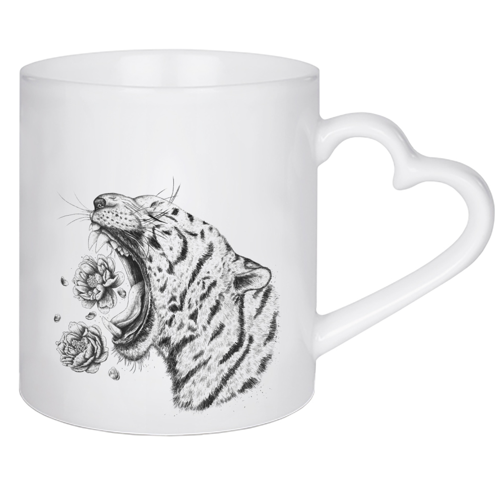 Herztasse "Tiger with flowers" artboxONE - Natur,Floral,Tiere
