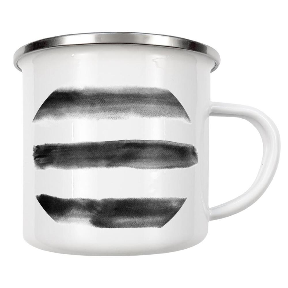 Emaille Tasse "Black and White Paint" artboxONE - Abstrakt - Black,White,Paint,Schwarzweiß,Blackandwhite,Abstract,Abstrakt,Linien,Malerei