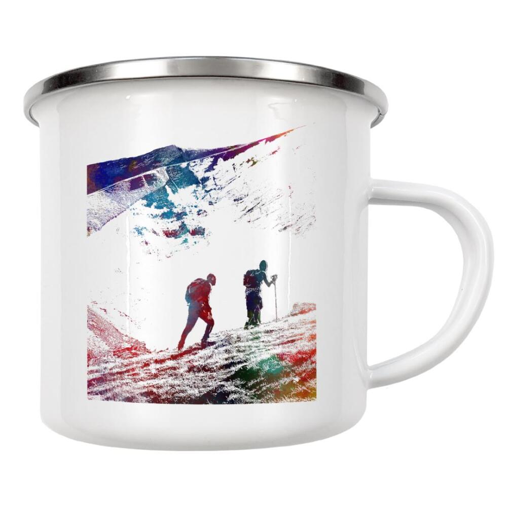 Emaille Tasse "Mountain hike art" artboxONE - Reise,Sport,Sport / Motivation