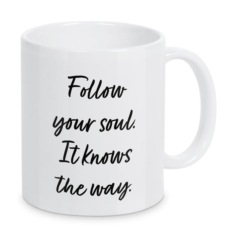 Tasse "Follow" artboxONE - Typografie,Schwarzweiß - Positive,Mindset,Handlettering,Handschrift,Minimal,Minimalisitisch,Typo,Typografie,Typography