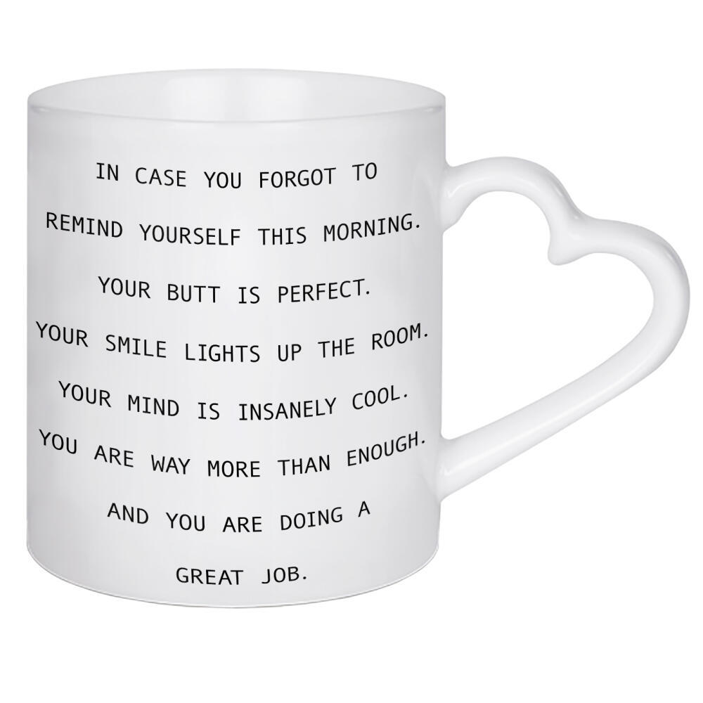 Herztasse "In case" artboxONE - Typografie,Menschen,Schwarzweiß - Positive,Mindset,Typo,Typografie,Typography,Schwarzweiß,Blackandwhite