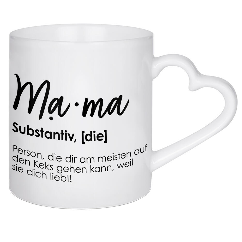 Herztasse "Mama Definition - Typo" artboxONE - Typografie,Schwarzweiß,Liebe,Für Mama,Lustig