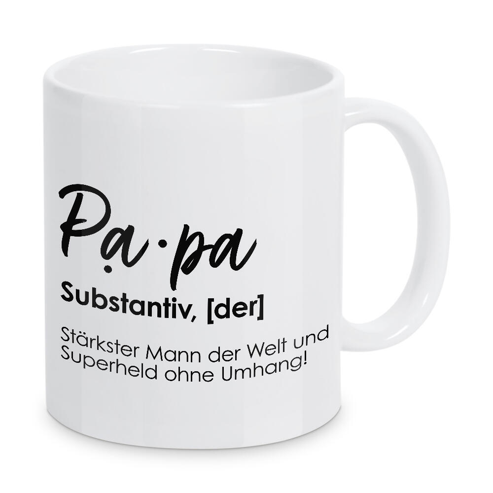 Tasse "Papa Definition Typo" artboxONE - Typografie,Menschen,Schwarzweiß,Liebe,Für Papa
