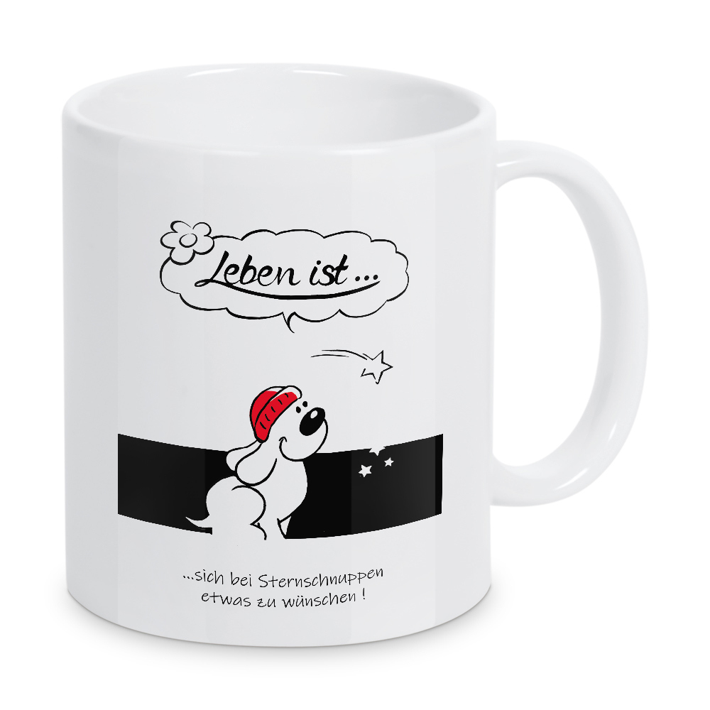 Tasse "Leben ist... bei Sternschnuppen" artboxONE - Typografie,Tiere,Comic,Lustig