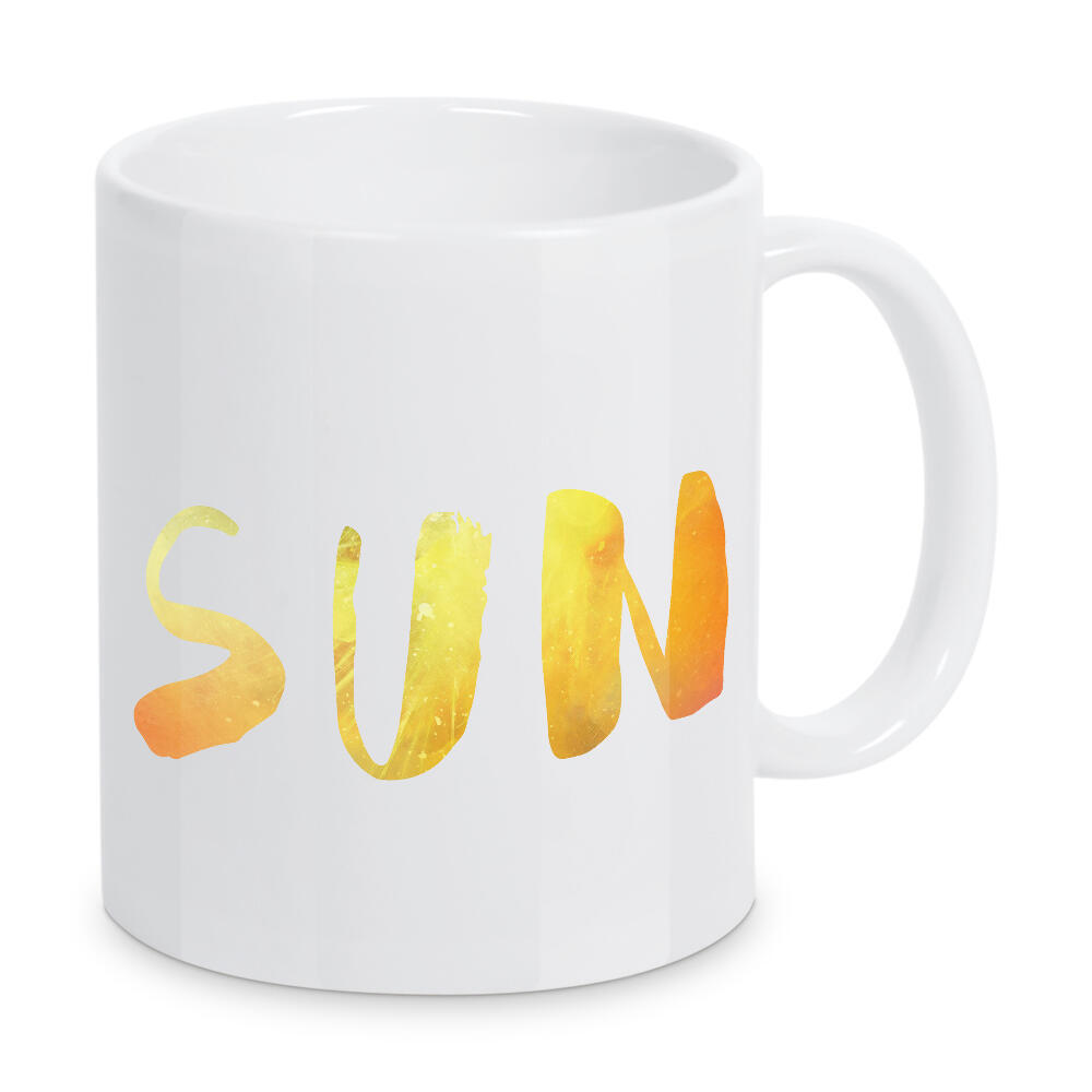 Tasse "Sun watercolored" artboxONE - Typografie,Natur,Abstrakt - Sun,Sunshine,Sonne,Sommer,Licht,Wärme,Fröhlichkeit,Optimismus,Happiness,Light,Typo