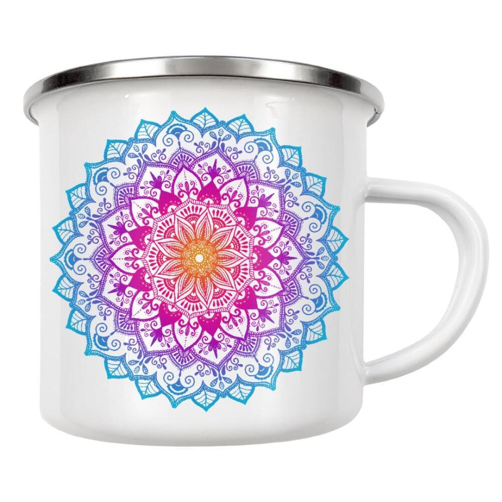 Emaille Tasse "Mandala in Regenbogenfarben" artboxONE - Abstrakt,Geometrie