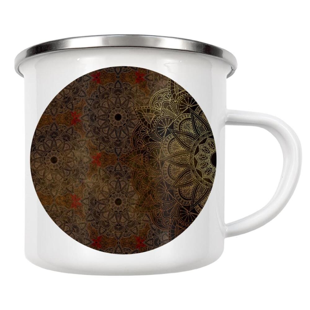 Emaille Tasse "Mandala Bronze" artboxONE - Abstrakt,Geometrie - Mandala,Vector,Abstract,Yoga,Boho,Ethnic,Indian,Copper,Bronze
