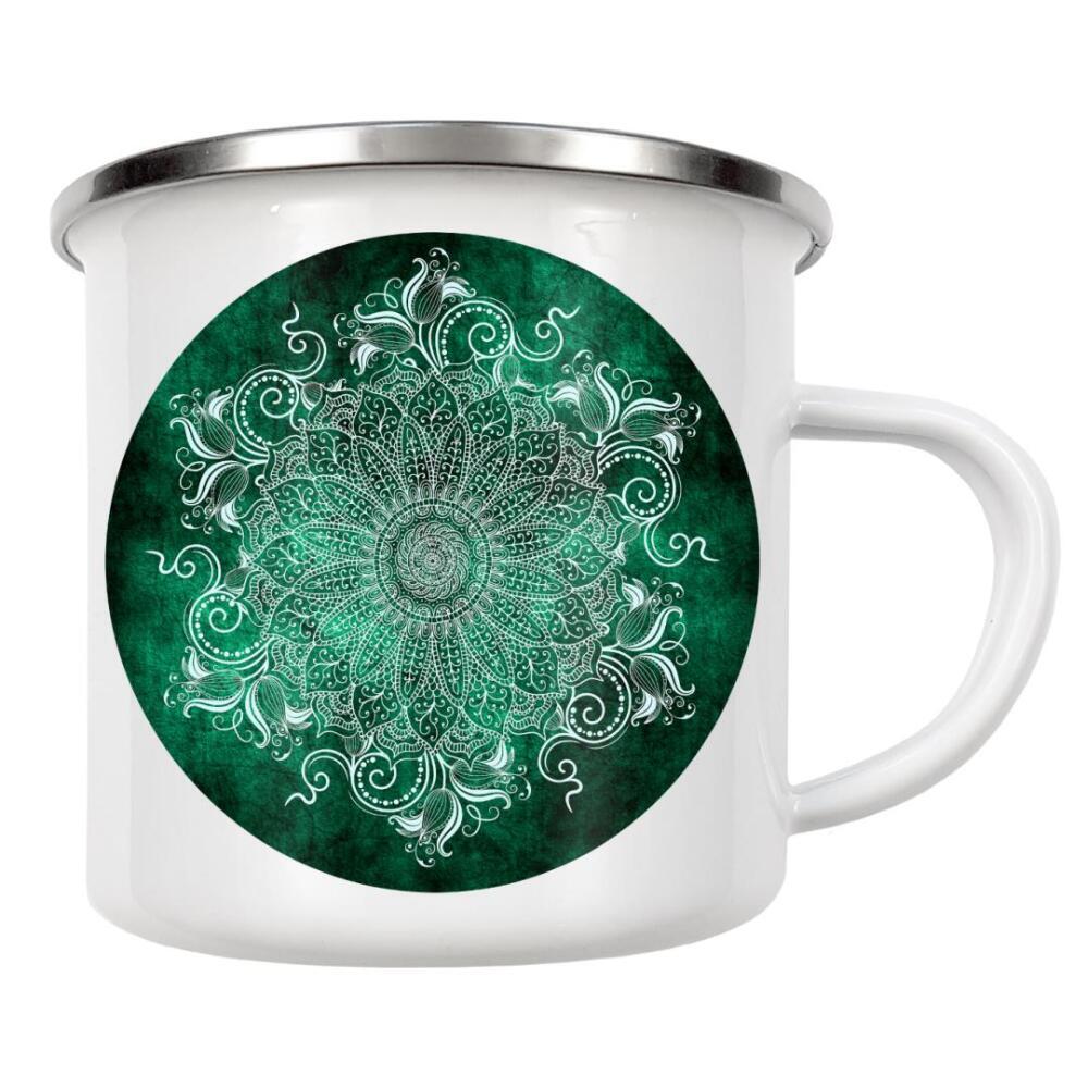 Emaille Tasse "Mandala Mint" artboxONE - Abstrakt - Mandala,Yoga,Boho,Indian,Indie,Arabic,Green,Mint,Nature