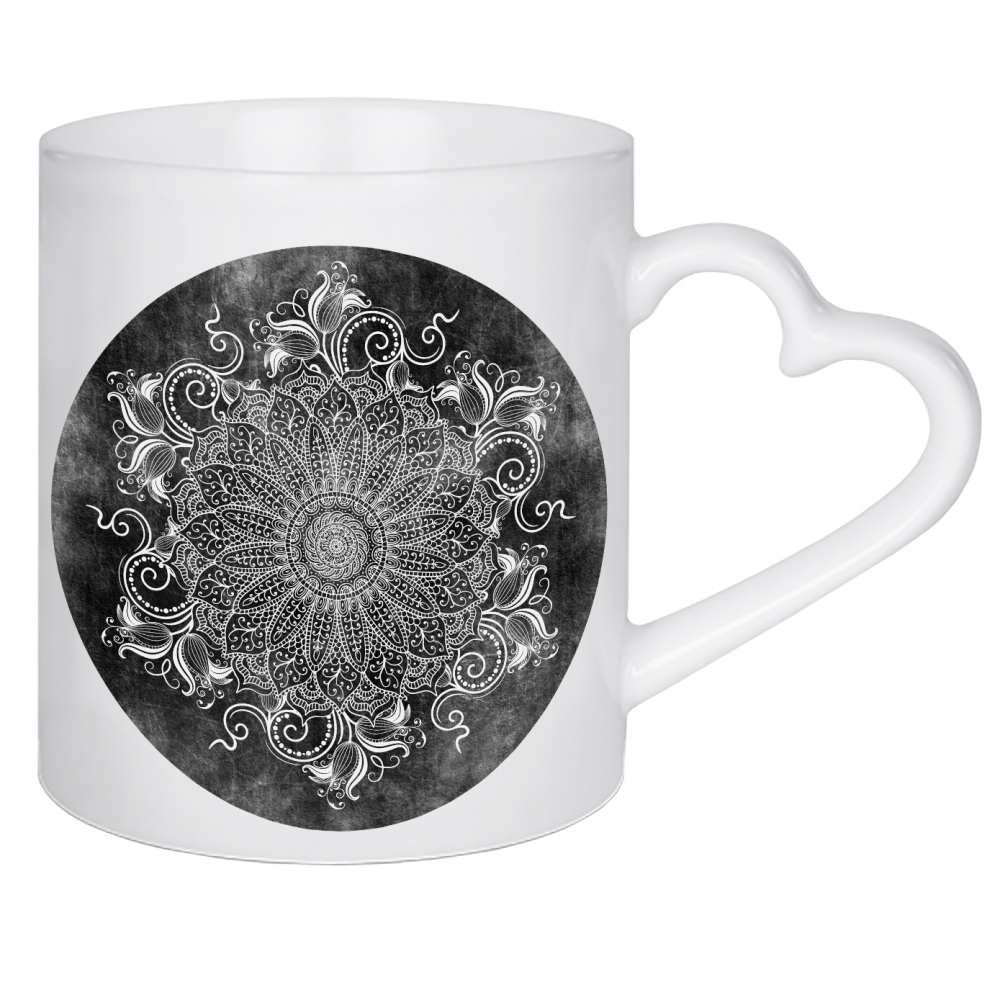 Herztasse "Mandala Coal" artboxONE - Abstrakt - Mandala,Indie,Indian,Yoga,Boho,Arabic,Black,Nature,Abstract,Abstrakt