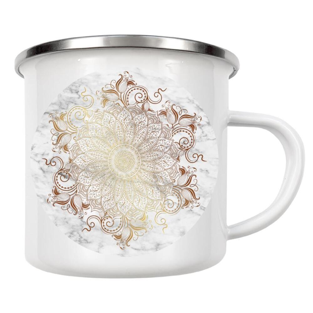 Emaille Tasse "Mandala Marble" artboxONE - Abstrakt - Mandala,Boho,Yoga,Indie,Indian,Arabic,Tribal,Nature,Gold,Marble