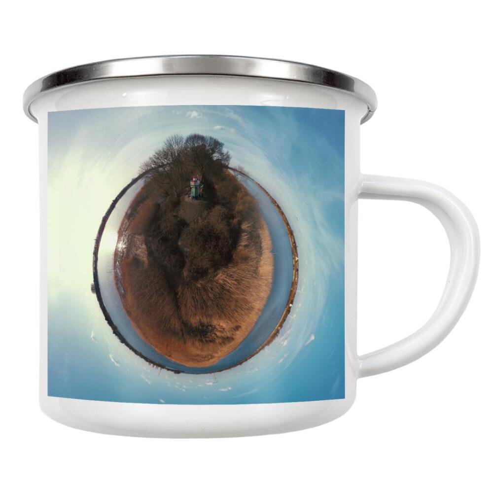 Emaille Tasse "Elbe-Leuchtturm Bunthäuser Spitze" artboxONE - Städte,Städte / Hamburg,Natur,Reise,Reise / Länder