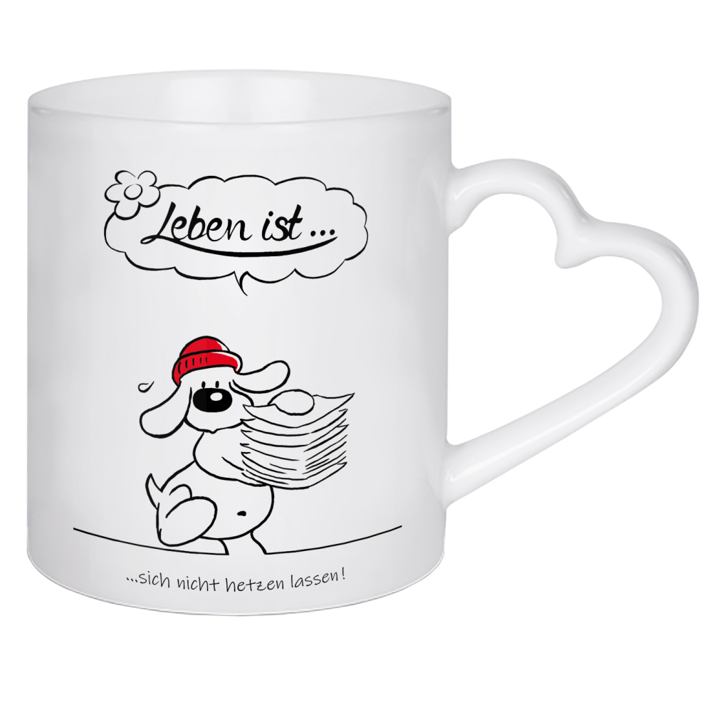 Herztasse "Leben ist... nicht hetzen lassen" artboxONE - Typografie,Tiere,Comic,Lustig