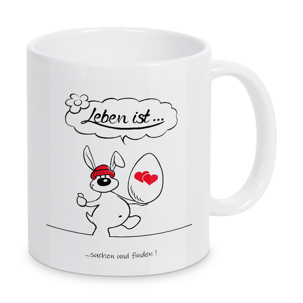 Tasse "Leben ist... suchen und finden" artboxONE - Typografie,Tiere,Comic,Lustig