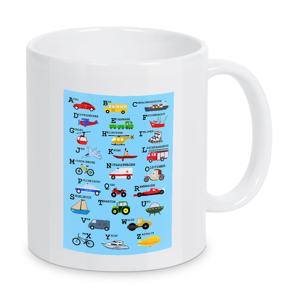 Tasse "ABC Alphabet - Verkehrsmittel" artboxONE - Typografie,Für Kinder,Automobile,Buchstaben