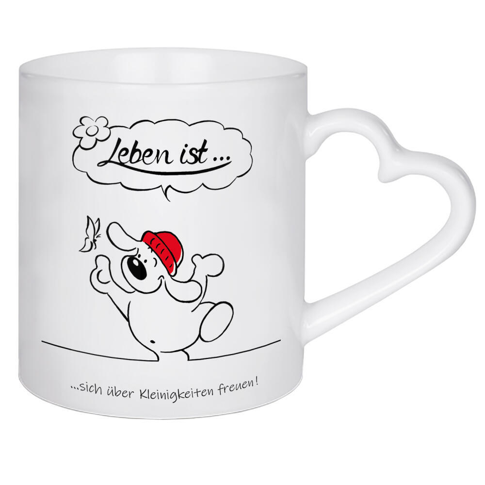 Herztasse "Leben ist... Kleinigkeiten Freude" artboxONE - Typografie,Tiere,Comic,Lustig