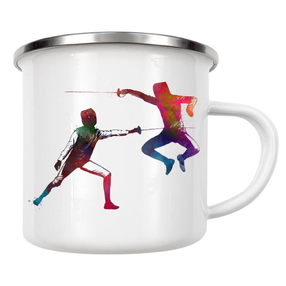 Emaille Tasse "Fencers sport" artboxONE - Sport - Sport,Sports,Fencer,Fencers,Fencing,Fence,Sword,Fechter,Fechten,Fight,Kampf