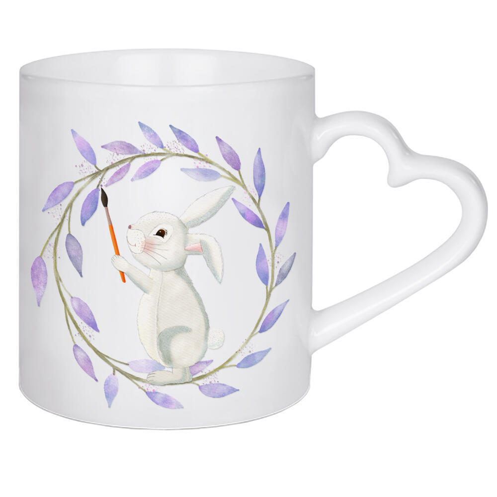 Herztasse "Hase im Frühlingskranz" artboxONE - Für Kinder,Tiere,Liebe,Lustig