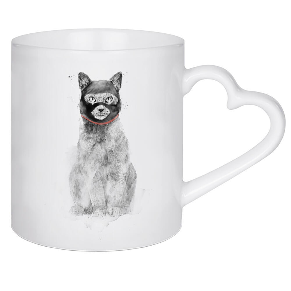 Herztasse "Masked cat" artboxONE - Für Kinder,Tiere,Lustig