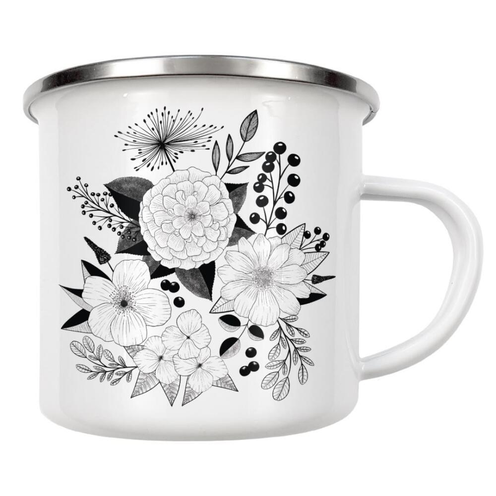 Emaille Tasse "Blumen: moderner Line-Art Stil" artboxONE - Natur,Floral