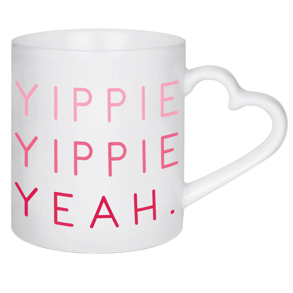 Herztasse "Yippie Yippie Yeah - bunt" artboxONE - Typografie,Abstrakt,Festivals,Lustig