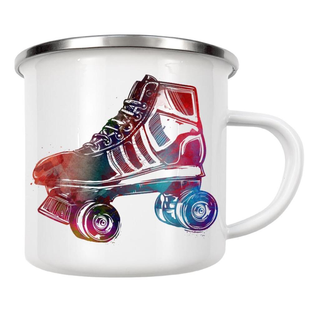 Emaille Tasse "Roller skates sport art" artboxONE - Sport,Sport / Sommerspiele - Sport,Roller,Skate,Skater,Active,Shoes,Schuhe