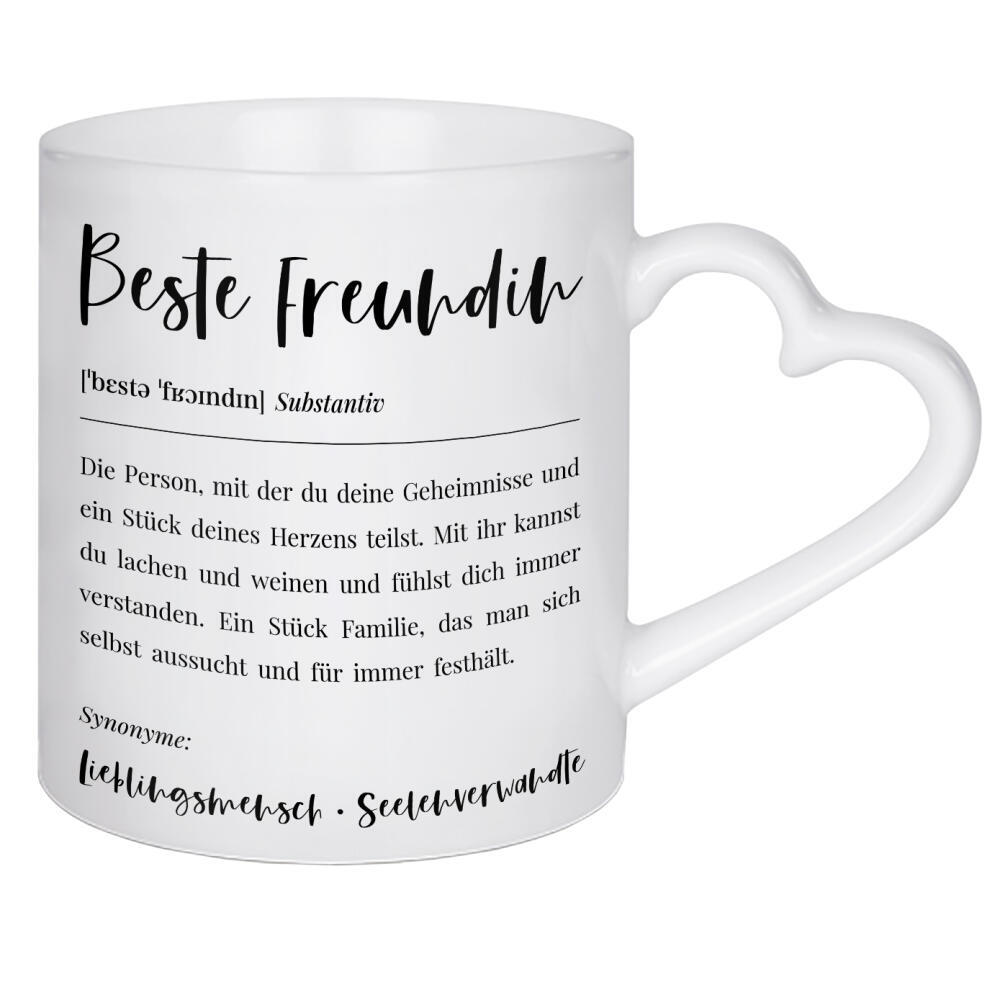 Herztasse "Beste Freundin Definition Lexikon" artboxONE - Typografie,Menschen,Schwarzweiß