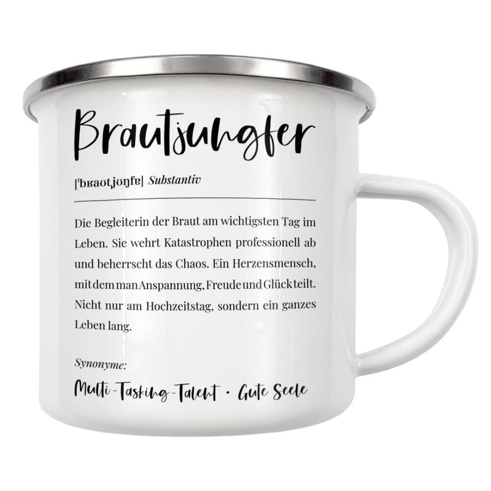 Emaille Tasse "Brautjungfer Definition Lexikon" artboxONE - Typografie,Menschen,Schwarzweiß